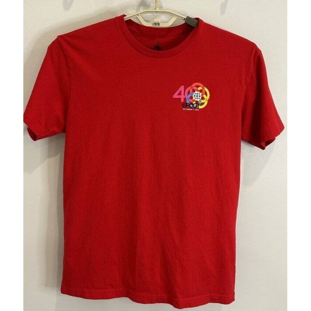 Epcot 40th Anniversary Disney World Parks Dated Oct 1st 2022 Red Sz Med Shirt